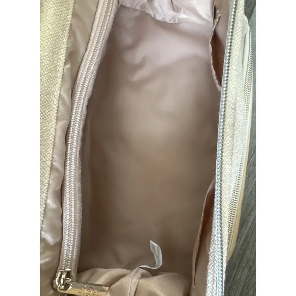BEIS The Dopp Kit Cosmetic Travel Toiletry Makeup Bag Canvas Faux Leather Cream